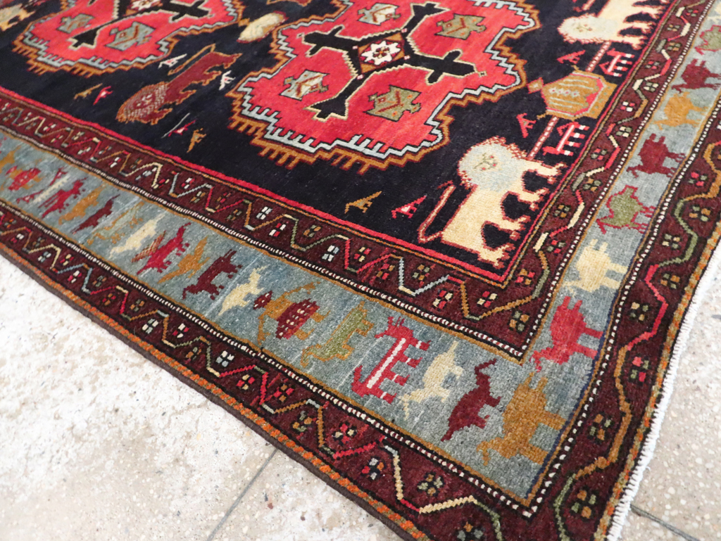 Vintage Persian Pictorial Malayer Accent Rug, No.29296 - Staging