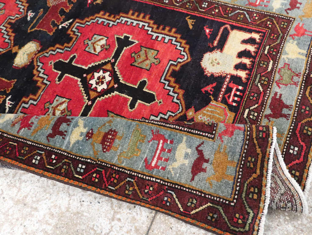 Vintage Persian Pictorial Malayer Accent Rug, No.29296 - Staging