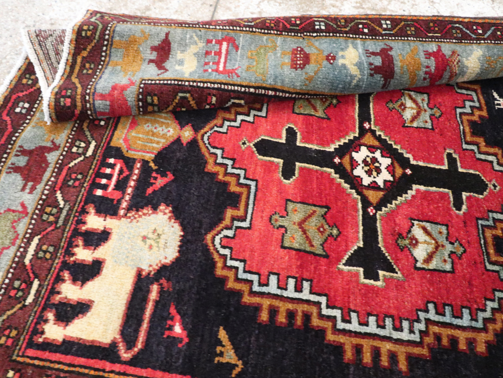 Vintage Persian Pictorial Malayer Accent Rug, No.29296 - Staging