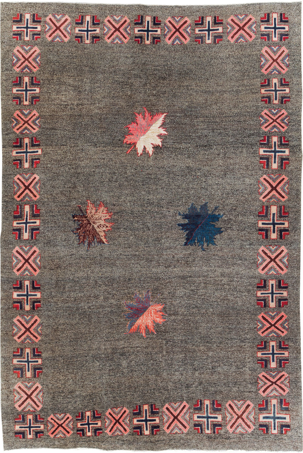 Vintage Persian Art Deco Mashad Accent Rug (Pair: 1 of 2), No.29297 - Staging