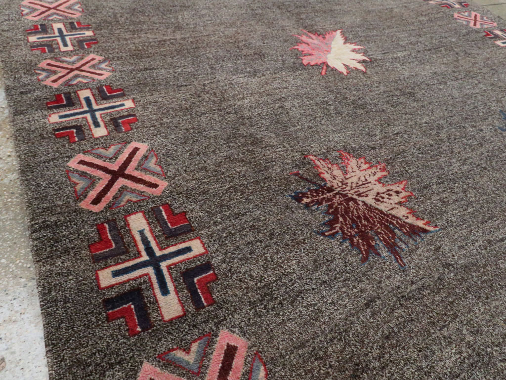 Vintage Persian Art Deco Mashad Accent Rug (Pair: 1 of 2), No.29297 - Staging