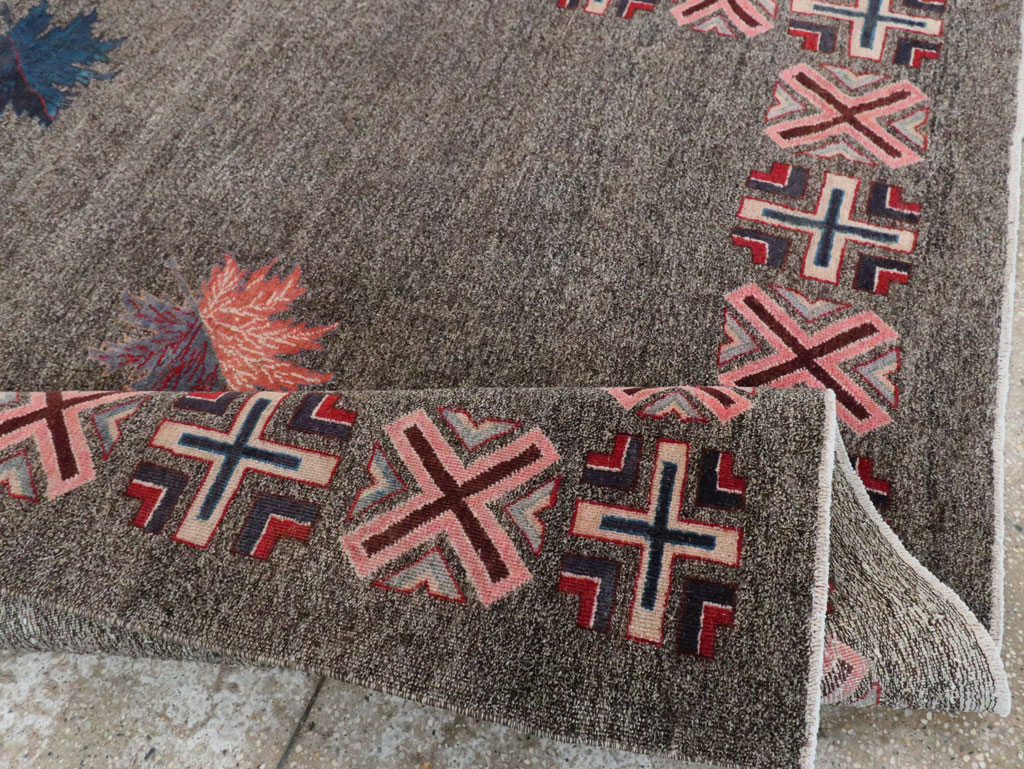 Vintage Persian Art Deco Mashad Accent Rug (Pair: 1 of 2), No.29297 - Staging