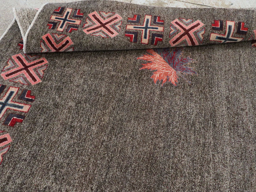 Vintage Persian Art Deco Mashad Accent Rug (Pair: 1 of 2), No.29297 - Staging