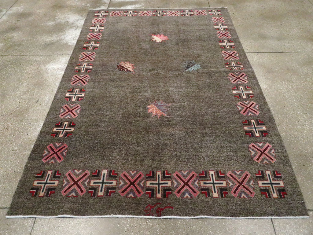 Vintage Persian Art Deco Mashad Accent Rug (Pair: 2 of 2), No.29298 - Staging