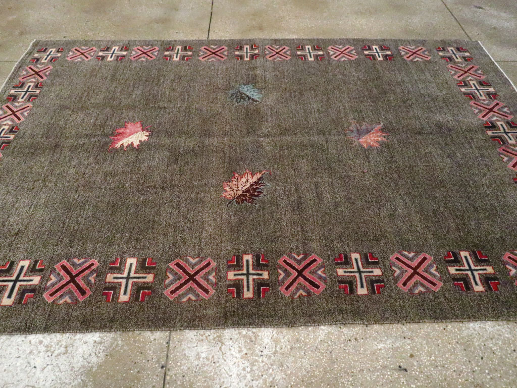 Vintage Persian Art Deco Mashad Accent Rug (Pair: 2 of 2), No.29298 - Staging