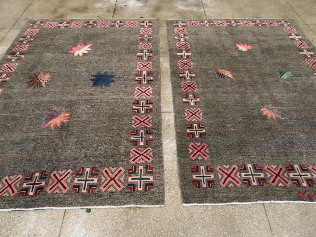 Vintage Persian Art Deco Mashad Accent Rug (Pair: 2 of 2), No.29298 - Staging