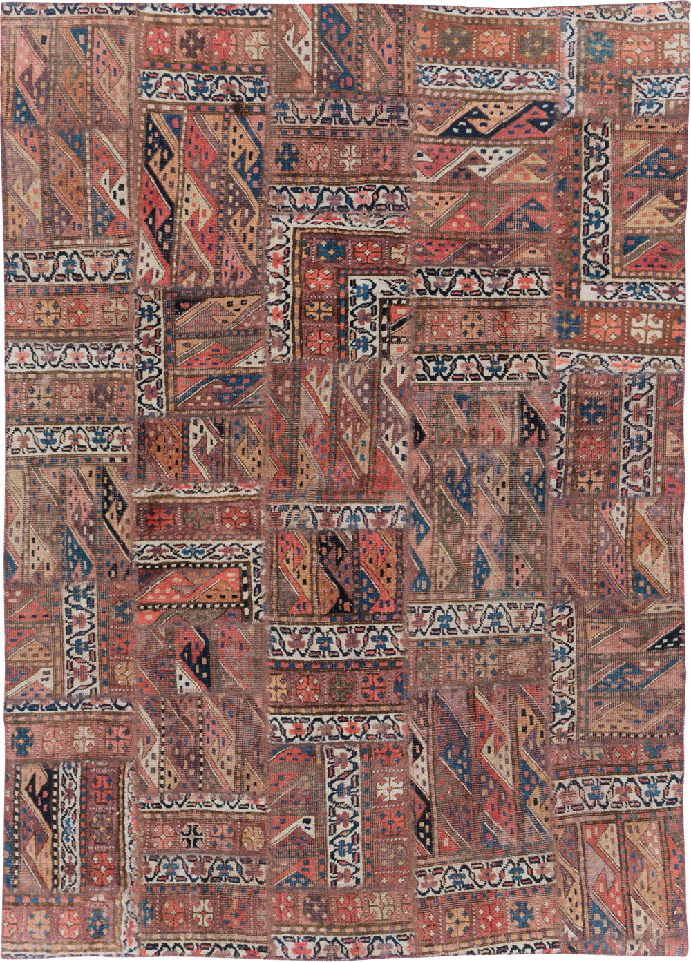 Vintage Persian Patchwork Style Accent Rug, No.29299 - Staging