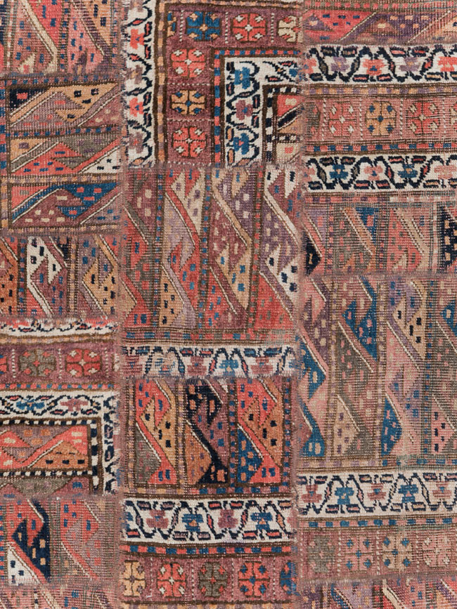 Vintage Persian Patchwork Style Accent Rug, No.29299 - Staging