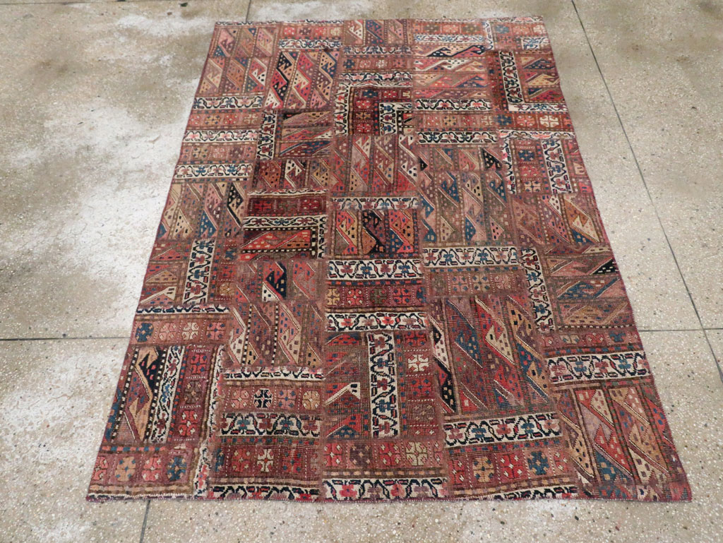 Vintage Persian Patchwork Style Accent Rug, No.29299 - Staging