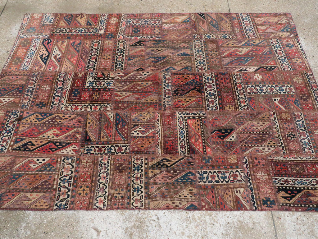Vintage Persian Patchwork Style Accent Rug, No.29299 - Staging