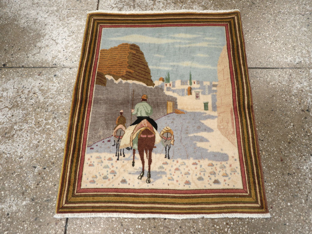 Vintage Persian Tabriz Pictorial Rug (Pair: 1 of 2), No.29300 - Staging