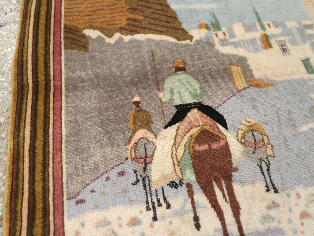 Vintage Persian Tabriz Pictorial Rug (Pair: 1 of 2), No.29300 - Staging