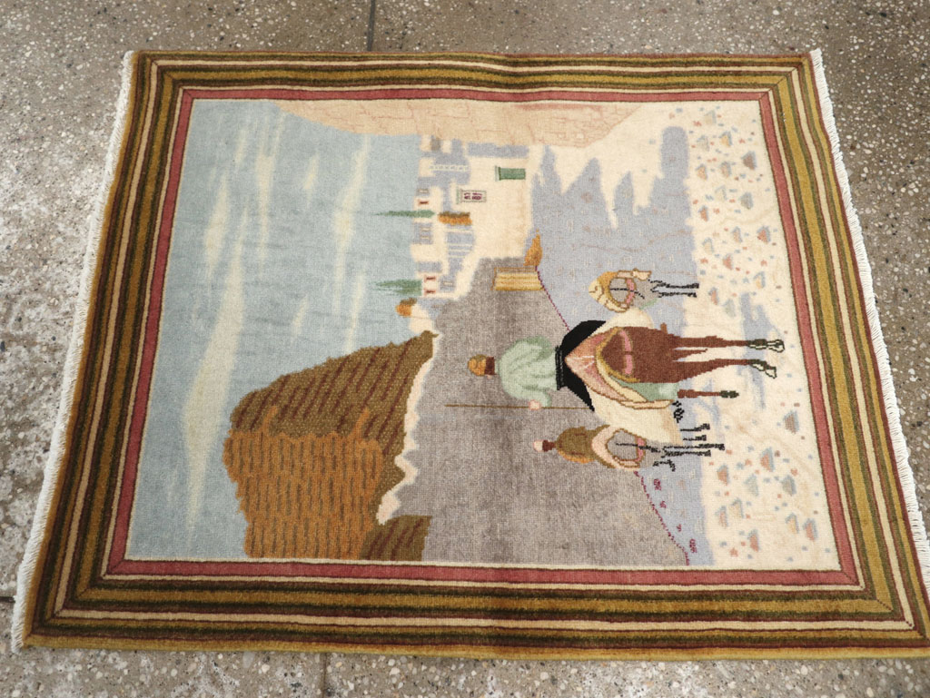 Vintage Persian Tabriz Pictorial Rug (Pair: 1 of 2), No.29300 - Staging