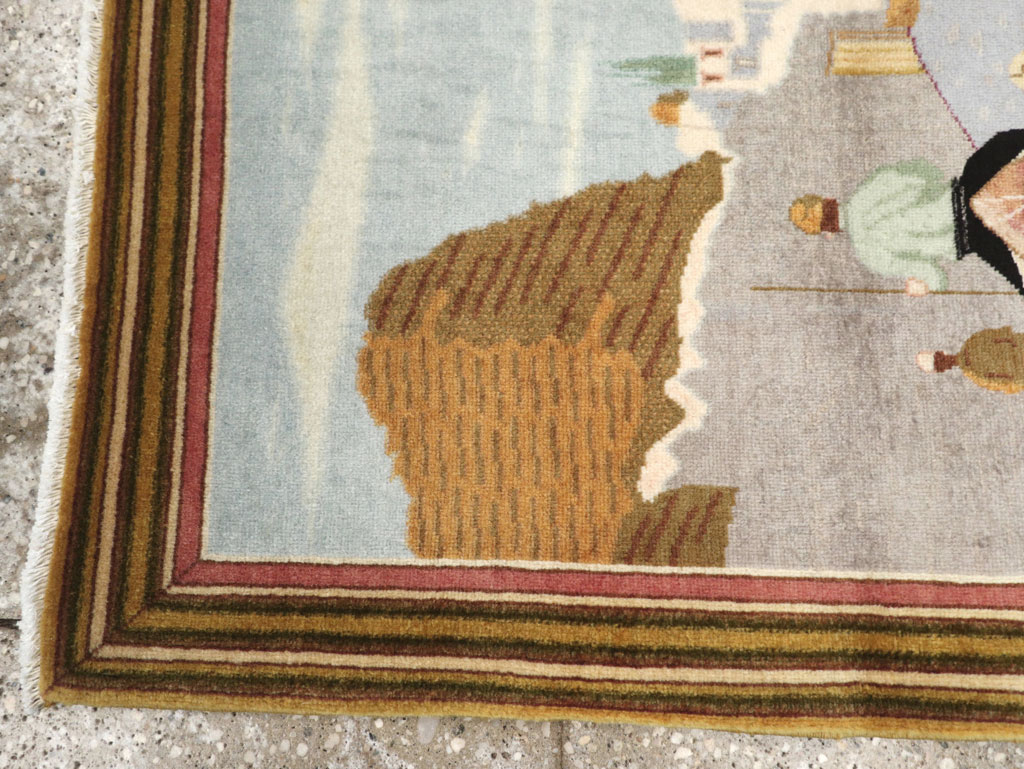 Vintage Persian Tabriz Pictorial Rug (Pair: 1 of 2), No.29300 - Staging