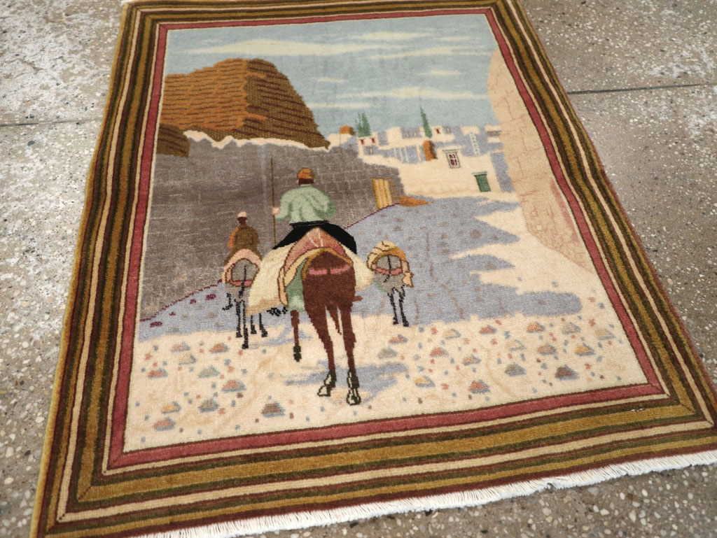 Vintage Persian Tabriz Pictorial Rug (Pair: 1 of 2), No.29300 - Staging