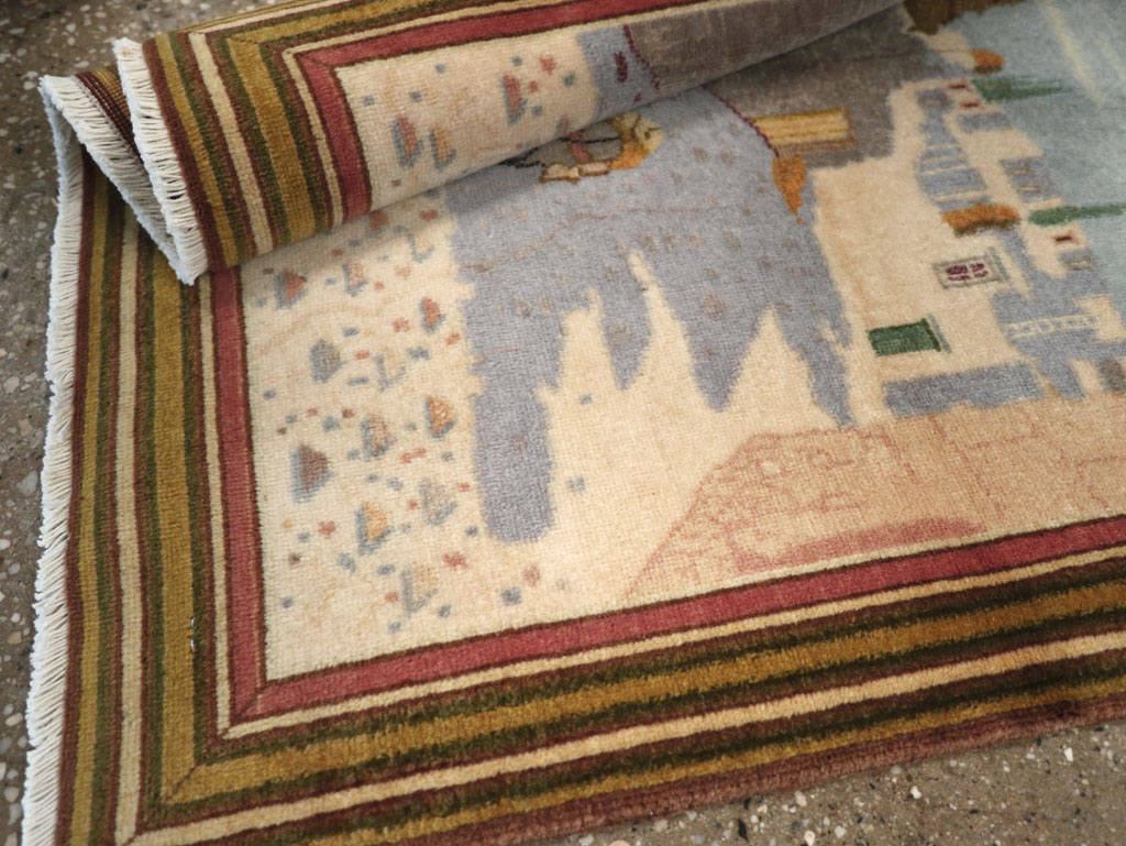 Vintage Persian Tabriz Pictorial Rug (Pair: 1 of 2), No.29300 - Staging