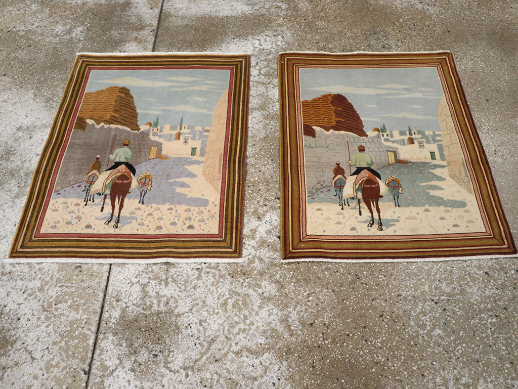 Vintage Persian Tabriz Pictorial Rug (Pair: 1 of 2), No.29300 - Staging
