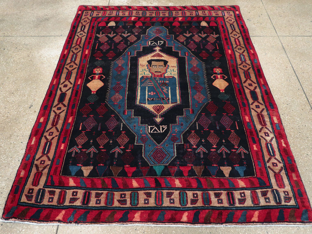 Vintage Persian Veramin Pictorial Accent Rug (Pair: 1 of 2) , No.29301 - Staging