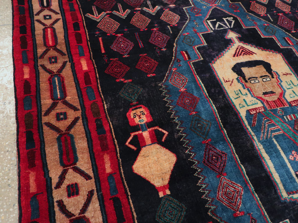 Vintage Persian Veramin Pictorial Accent Rug (Pair: 1 of 2) , No.29301 - Staging