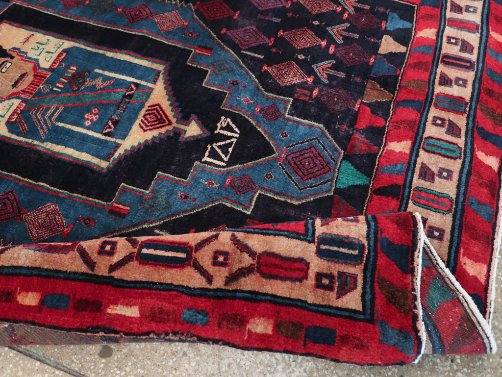 Vintage Persian Veramin Pictorial Accent Rug (Pair: 1 of 2) , No.29301 - Staging