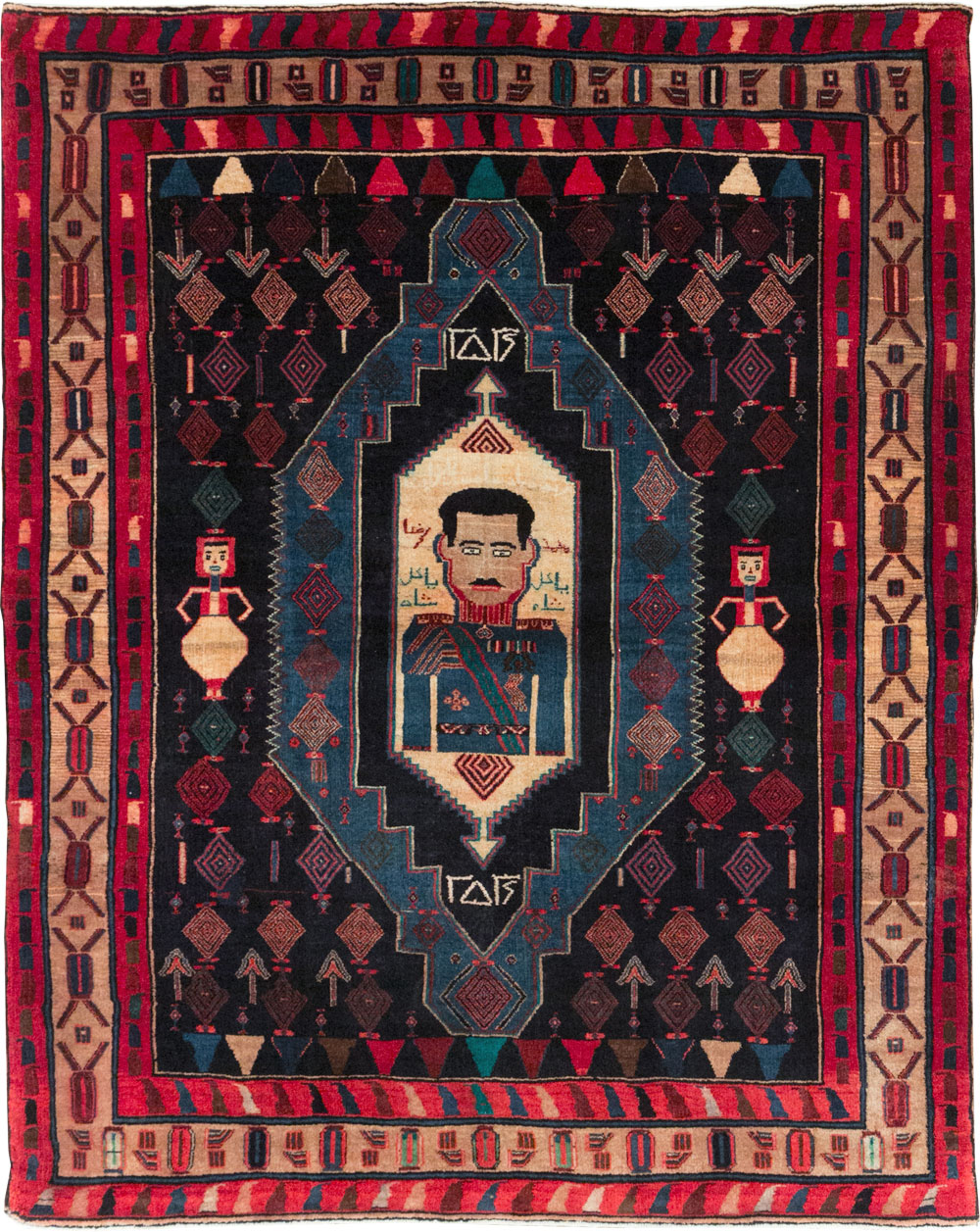 Vintage Persian Veramin Pictorial Accent Rug (Pair: 2 of 2), No.29302 - Staging