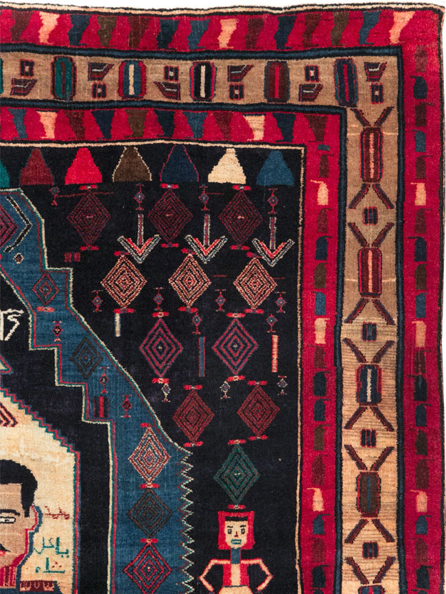 Vintage Persian Veramin Pictorial Accent Rug (Pair: 2 of 2), No.29302 - Staging