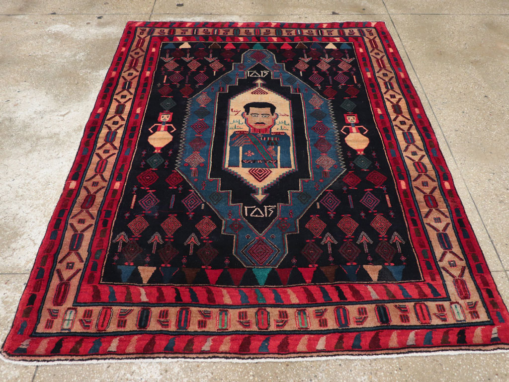 Vintage Persian Veramin Pictorial Accent Rug (Pair: 2 of 2), No.29302 - Staging