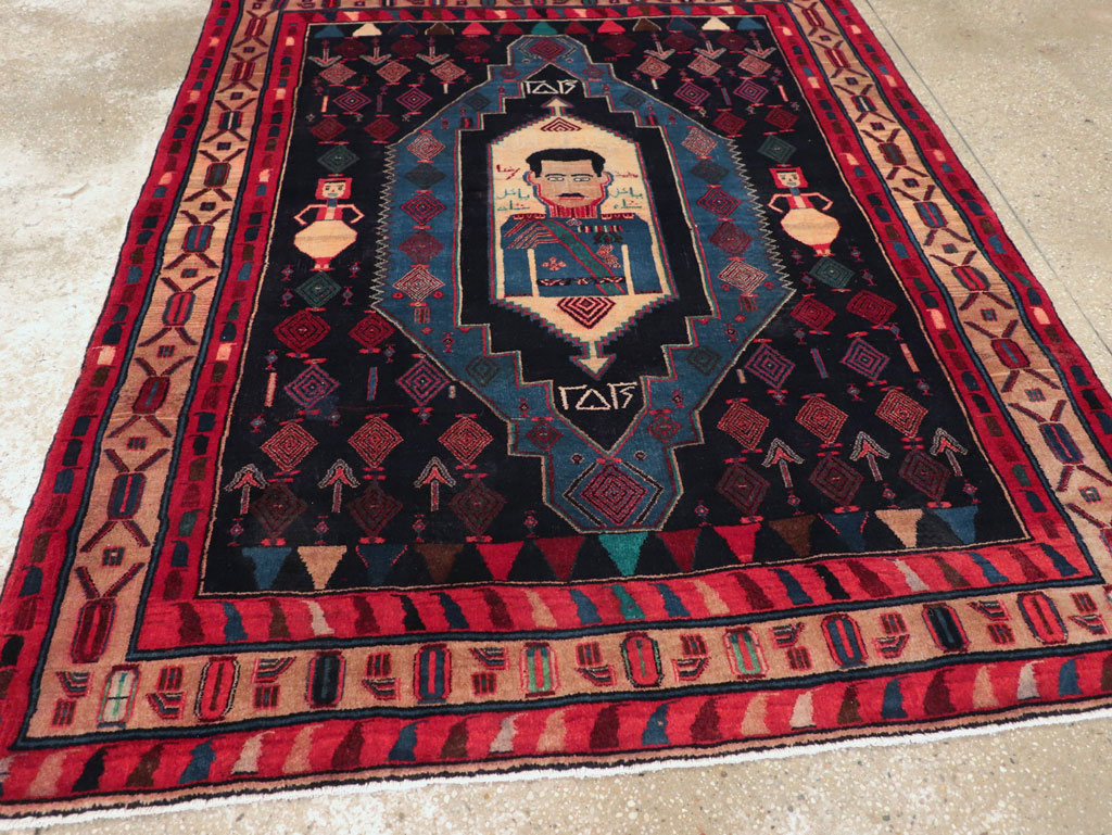 Vintage Persian Veramin Pictorial Accent Rug (Pair: 2 of 2), No.29302 - Staging