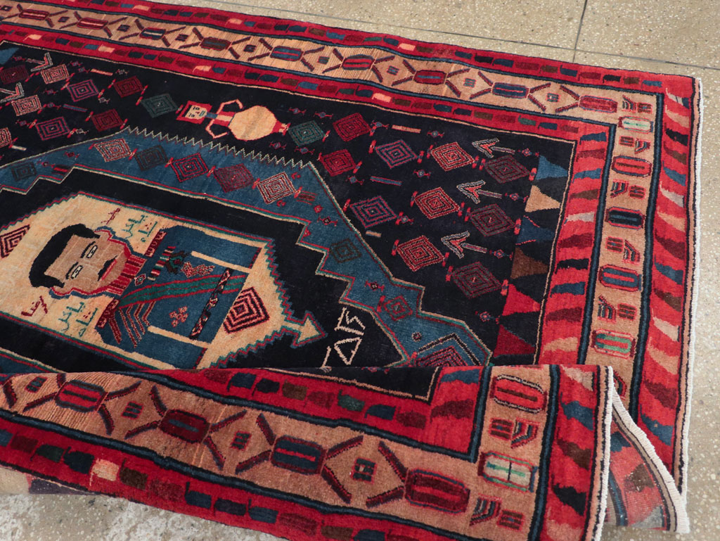 Vintage Persian Veramin Pictorial Accent Rug (Pair: 2 of 2), No.29302 - Staging