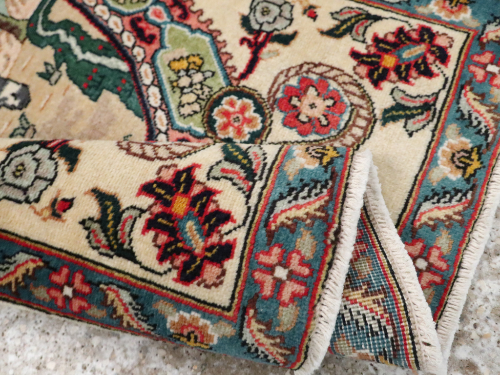 Vintage Persian Tabriz Pictorial Rug, No.29303 - Staging