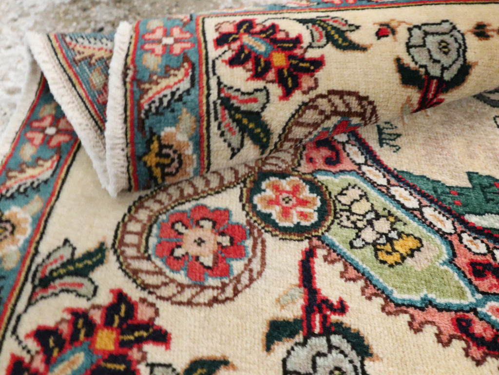 Vintage Persian Tabriz Pictorial Rug, No.29303 - Staging