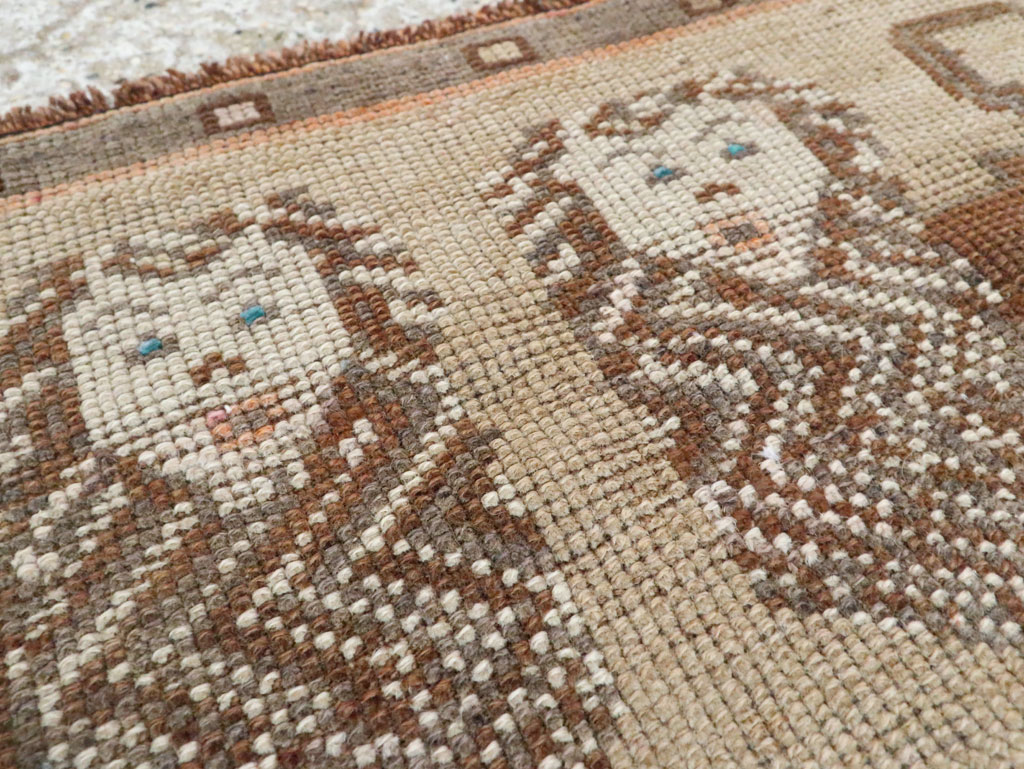 Vintage Turkish Anatolian Pictorial Throw Rug (Pair: 1 of 2), No.29314 - Staging