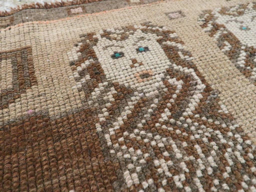 Vintage Turkish Anatolian Pictorial Throw Rug (Pair: 2 of 2), No.29318 - Staging