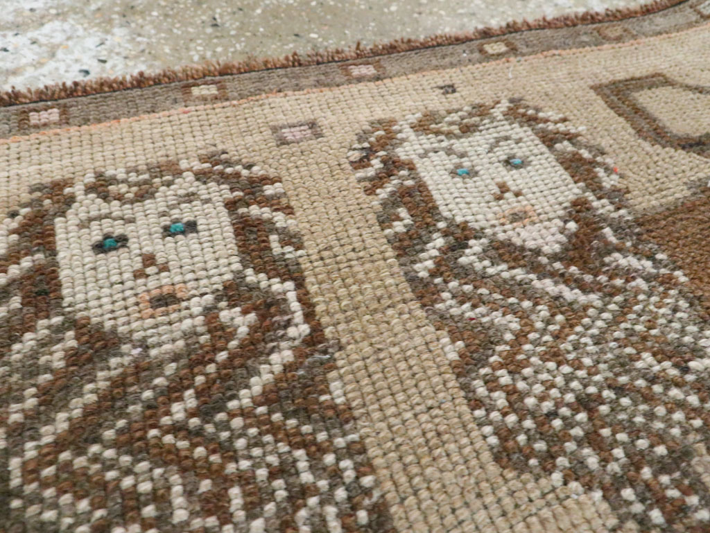 Vintage Turkish Anatolian Pictorial Throw Rug (Pair: 2 of 2), No.29318 - Staging