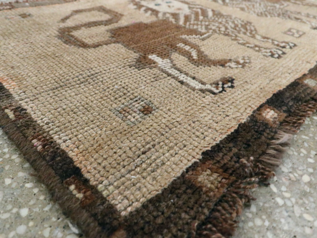 Vintage Turkish Anatolian Pictorial Throw Rug (Pair: 2 of 2), No.29318 - Staging