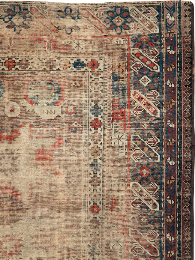 Distressed Antique Caucasian Throw Rug, No.29322 - Staging