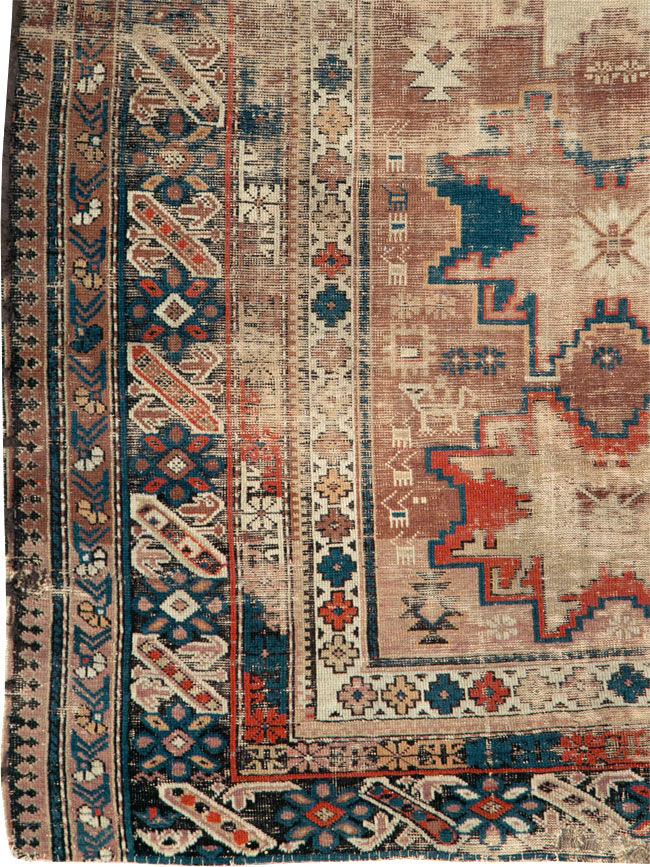 Distressed Antique Caucasian Throw Rug, No.29322 - Staging