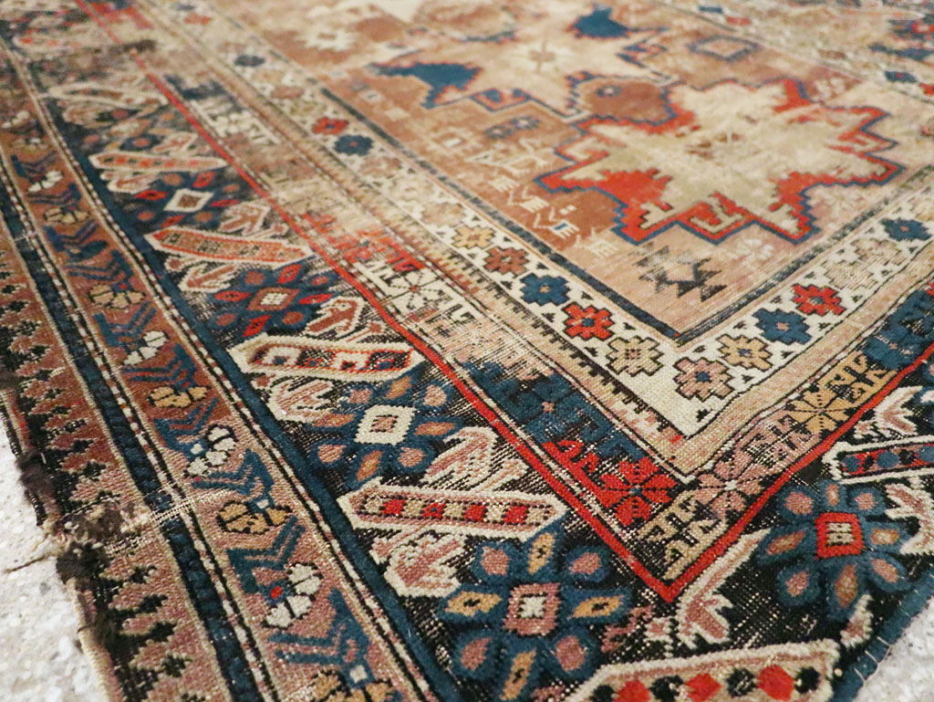 Distressed Antique Caucasian Throw Rug, No.29322 - Staging