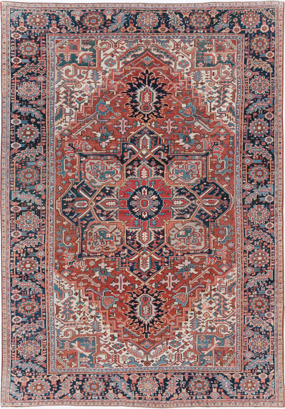 Vintage Persian Heriz Room Size Carpet, No.29332 - Staging