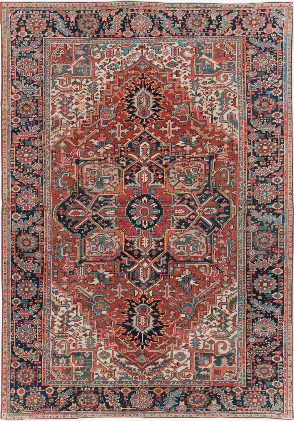 Vintage Persian Heriz Room Size Carpet, No.29332 - Staging