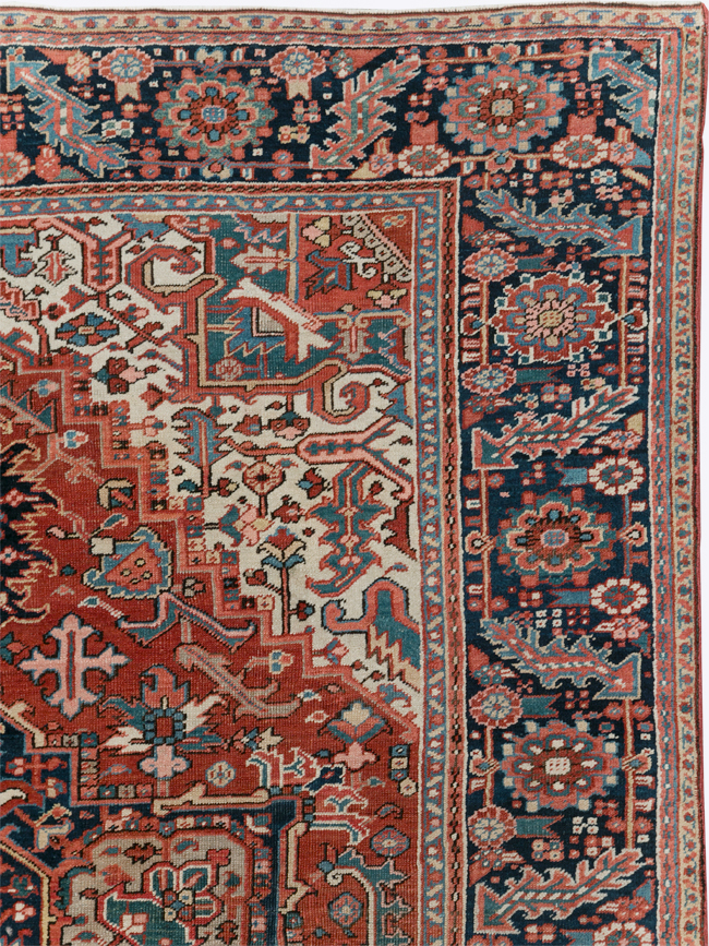 Vintage Persian Heriz Room Size Carpet, No.29332 - Staging
