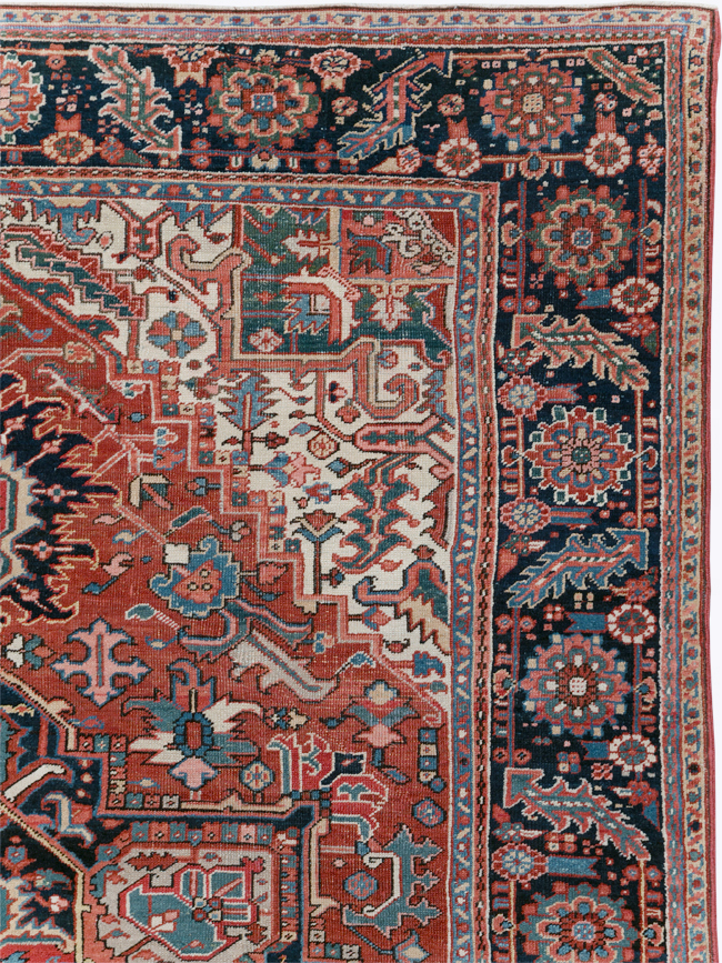Vintage Persian Heriz Room Size Carpet, No.29332 - Staging