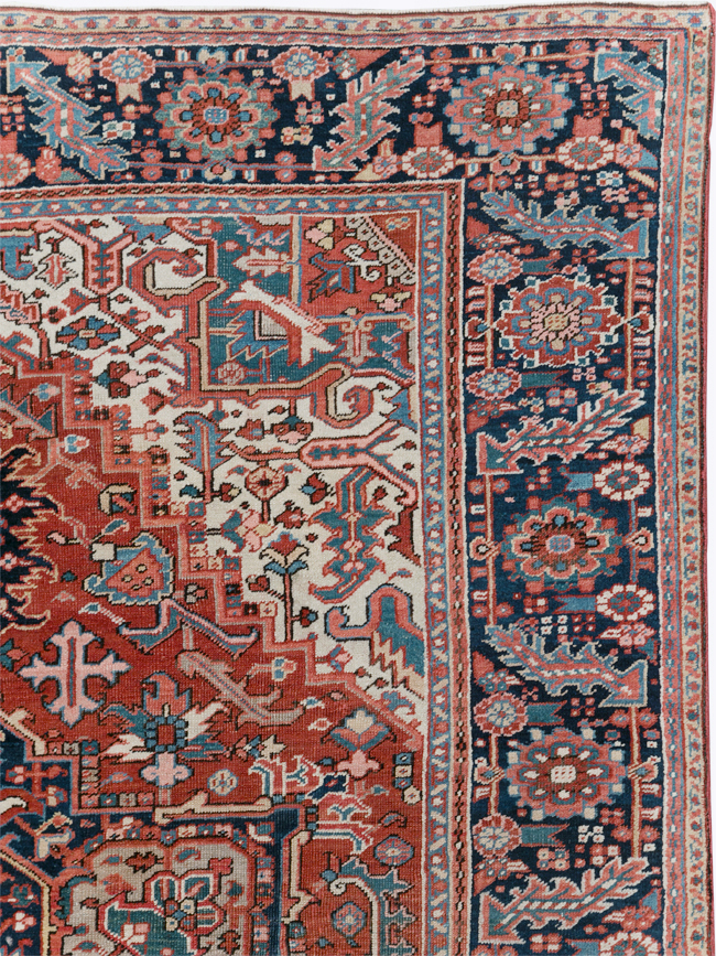 Vintage Persian Heriz Room Size Carpet, No.29332 - Staging