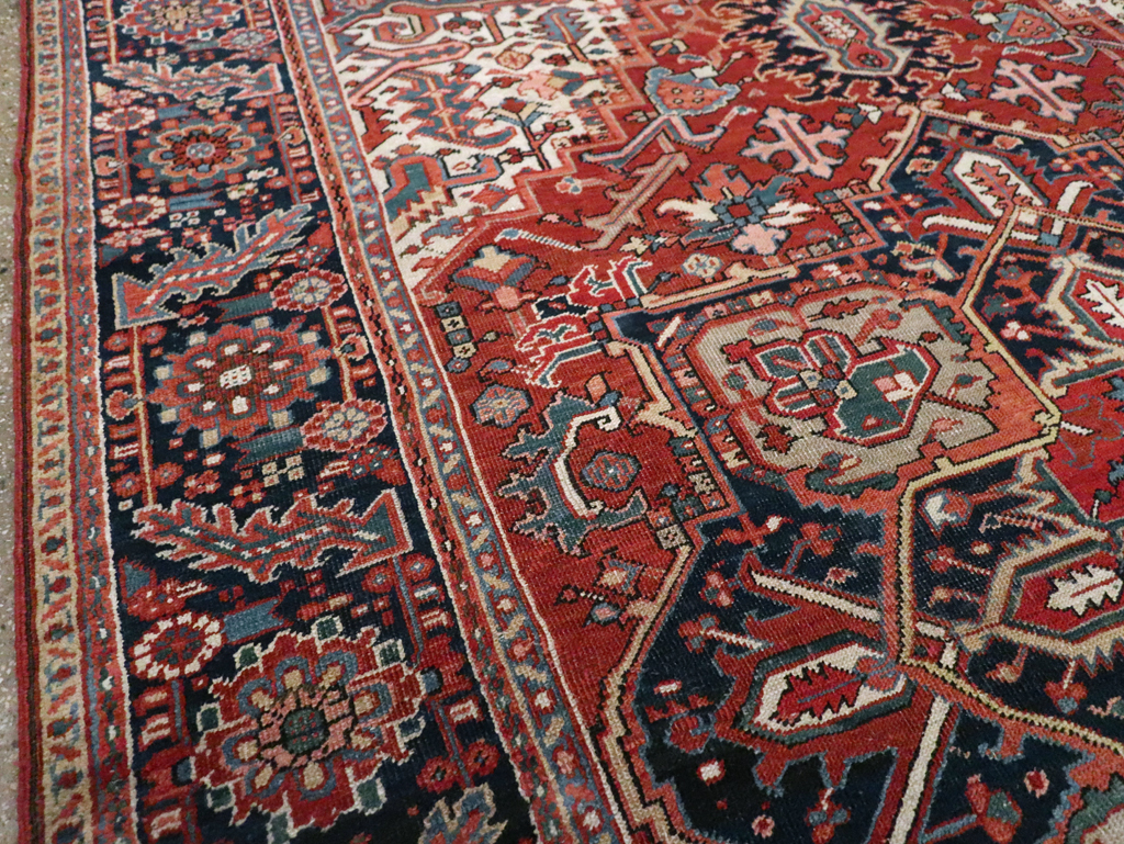 Vintage Persian Heriz Room Size Carpet, No.29332 - Staging