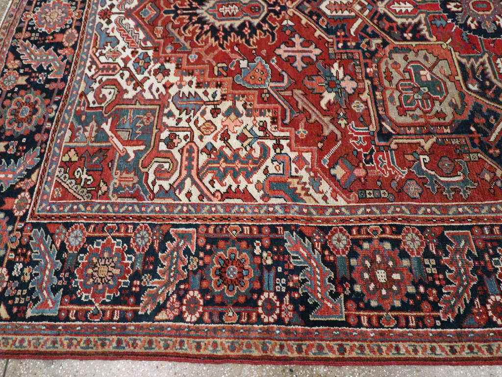 Vintage Persian Heriz Room Size Carpet, No.29332 - Staging