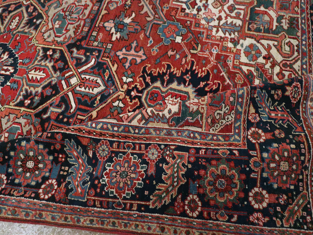 Vintage Persian Heriz Room Size Carpet, No.29332 - Staging