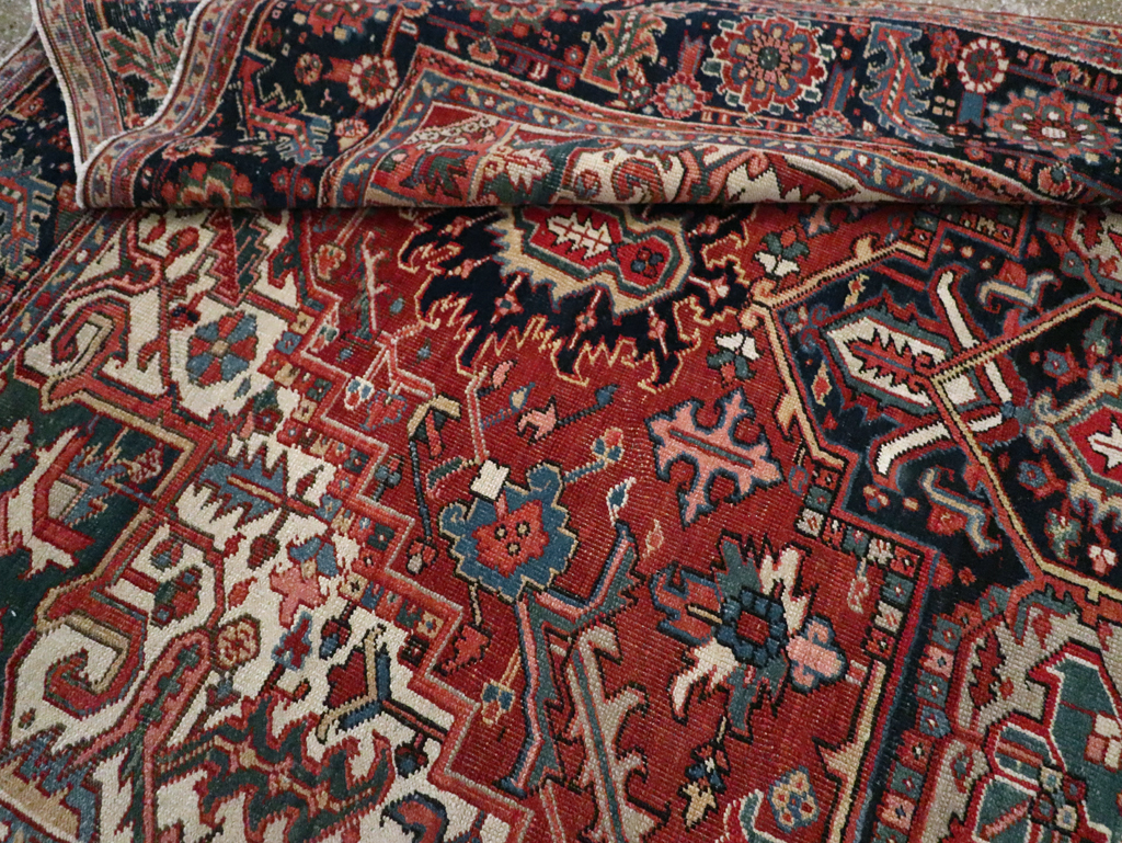 Vintage Persian Heriz Room Size Carpet, No.29332 - Staging