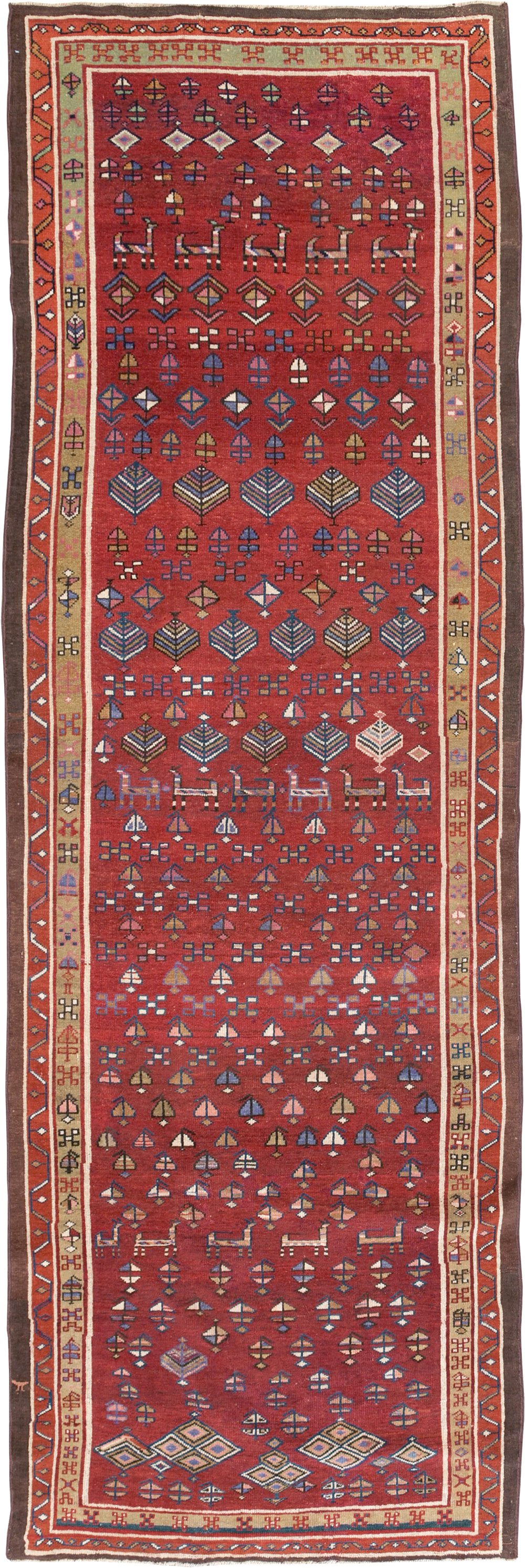 Vintage Persian Kurd Wide Gallery Runner, No.29333 - Staging