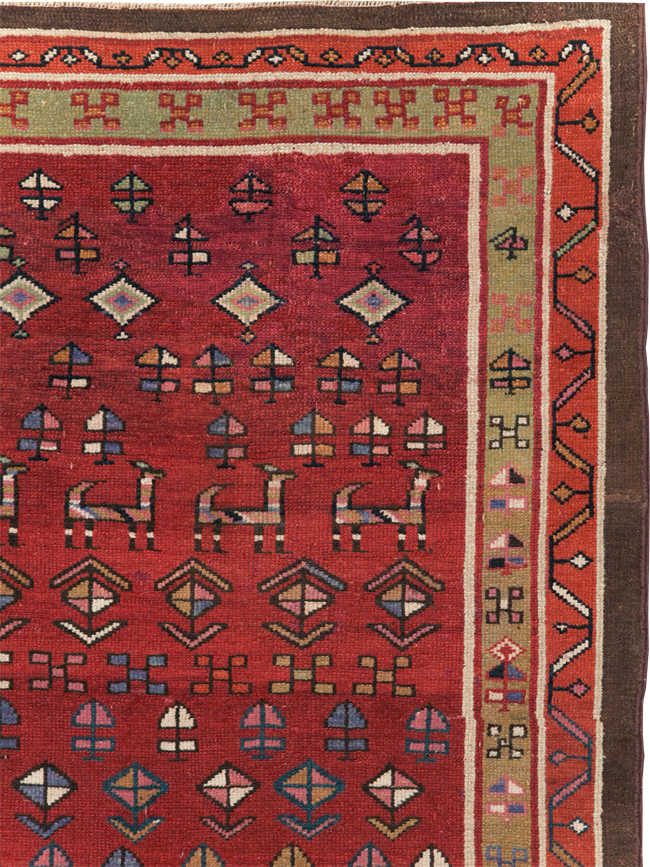 Vintage Persian Kurd Wide Gallery Runner, No.29333 - Staging