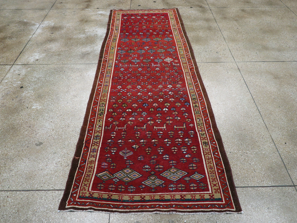 Vintage Persian Kurd Wide Gallery Runner, No.29333 - Staging
